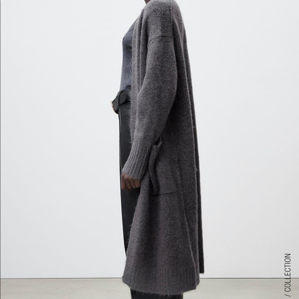 ZARA LONG KNIT POCKET CARDIGAN - Picture 7 of 8
